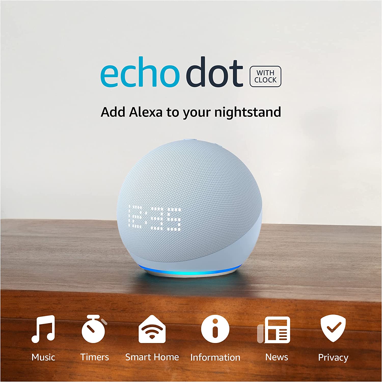 Parlante EchoDot 5ta Generación con Asistente de Voz Alexa y Reloj