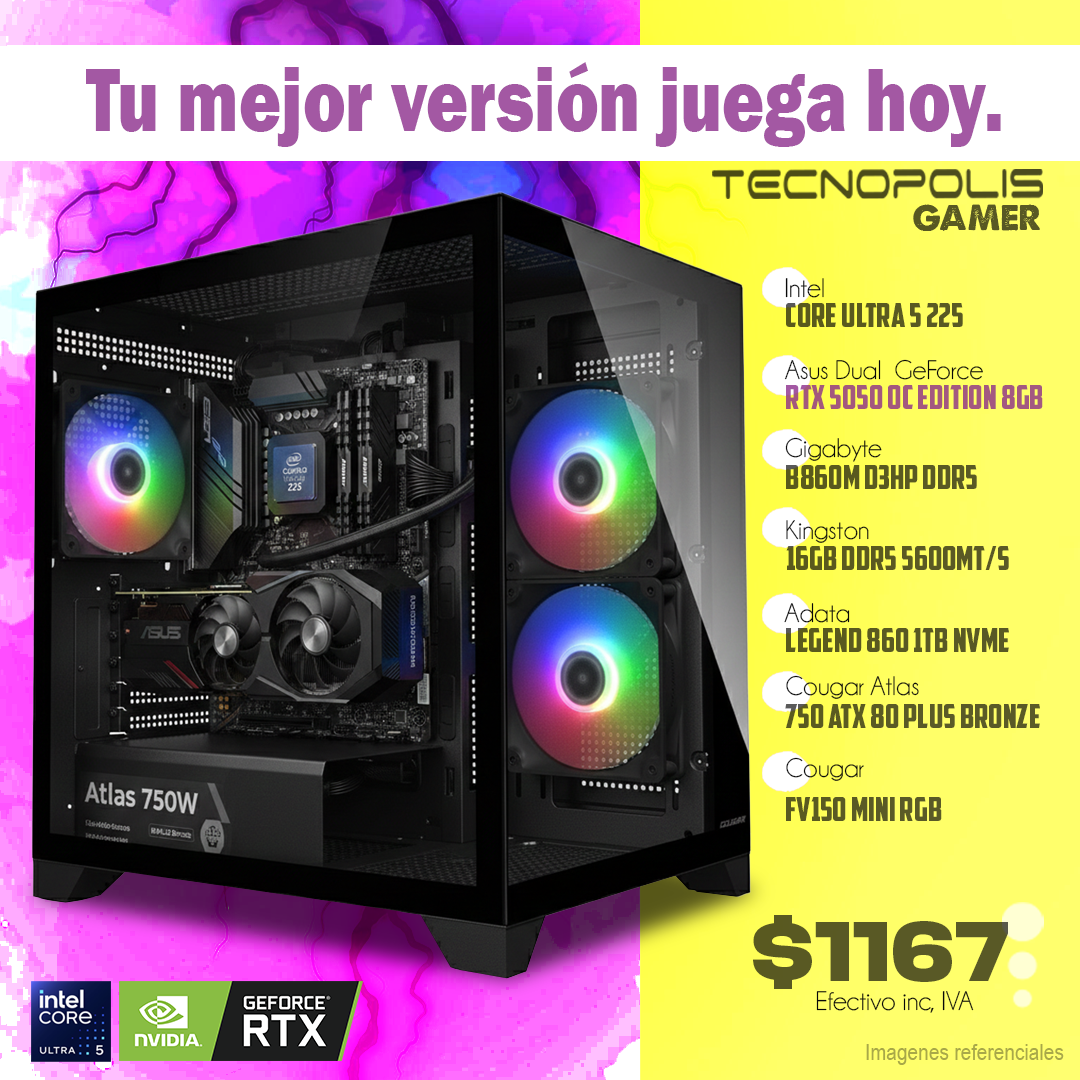 PC Gamer Intel Core Ultra 5 225 16Gb Ram DDR5 1Tb Ssd RTX 5050 8Gb