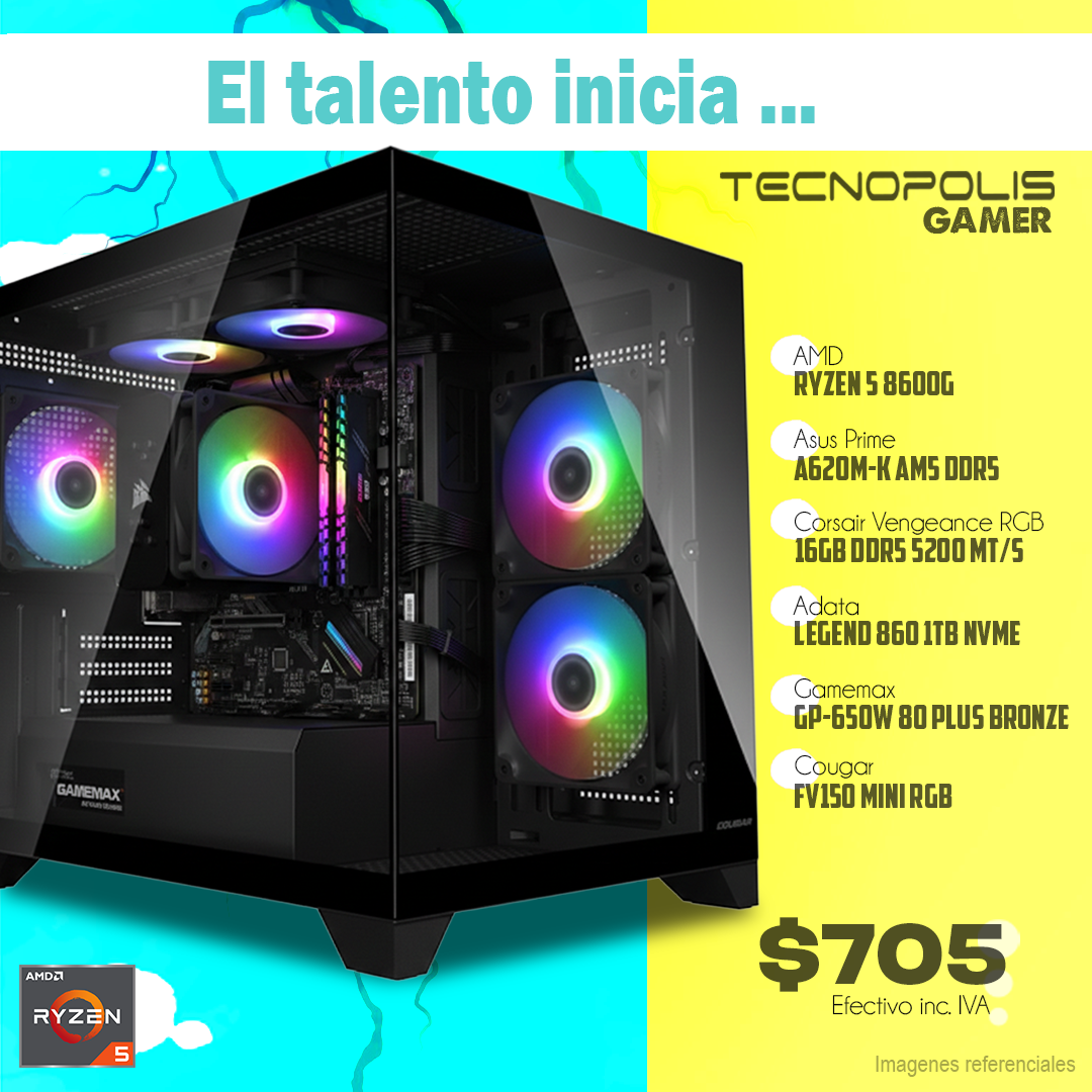 PC Gamer AMD Ryzen 5 8600G 16Gb Ram DDR5 1Tb Ssd