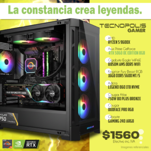 PC Gamer AMD Ryzen 5 9600X 16Gb Ram DDR5 1Tb Ssd RTX 5060 8Gb