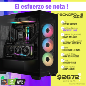 PC Gamer AMD Ryzen 7 9800X3D 16Gb Ram DDR5 1Tb Ssd RTX 5070Ti 16Gb