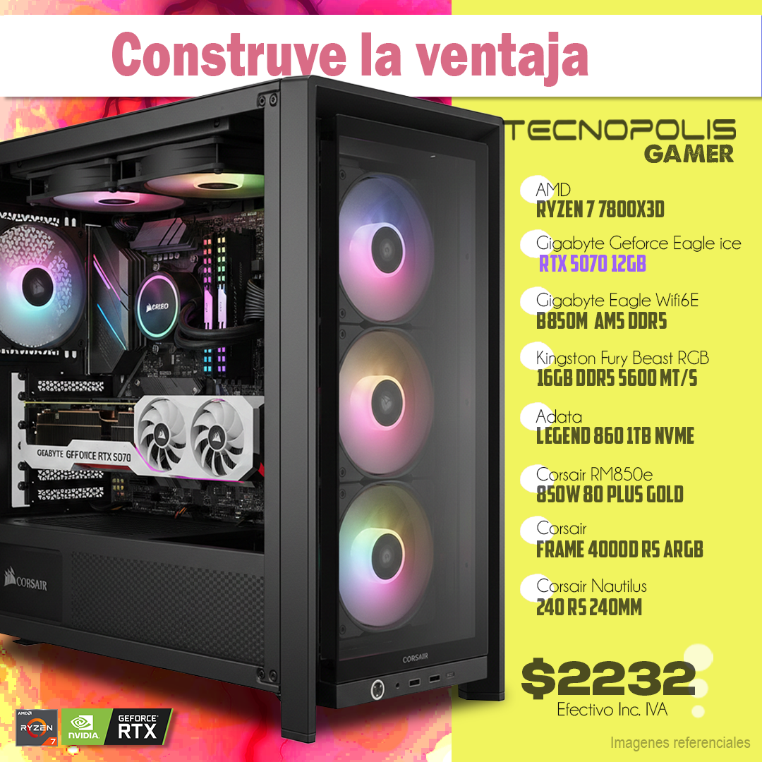 PC Gamer AMD Ryzen 7 7800X3D 16Gb Ram DDR5 1Tb Ssd RTX 5070 12Gb